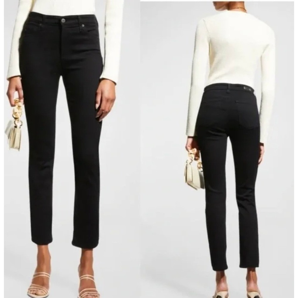 Adriano Goldschmied Jeans Womens Size 26 Black Mari Crop Mid Rise Slim Straight
